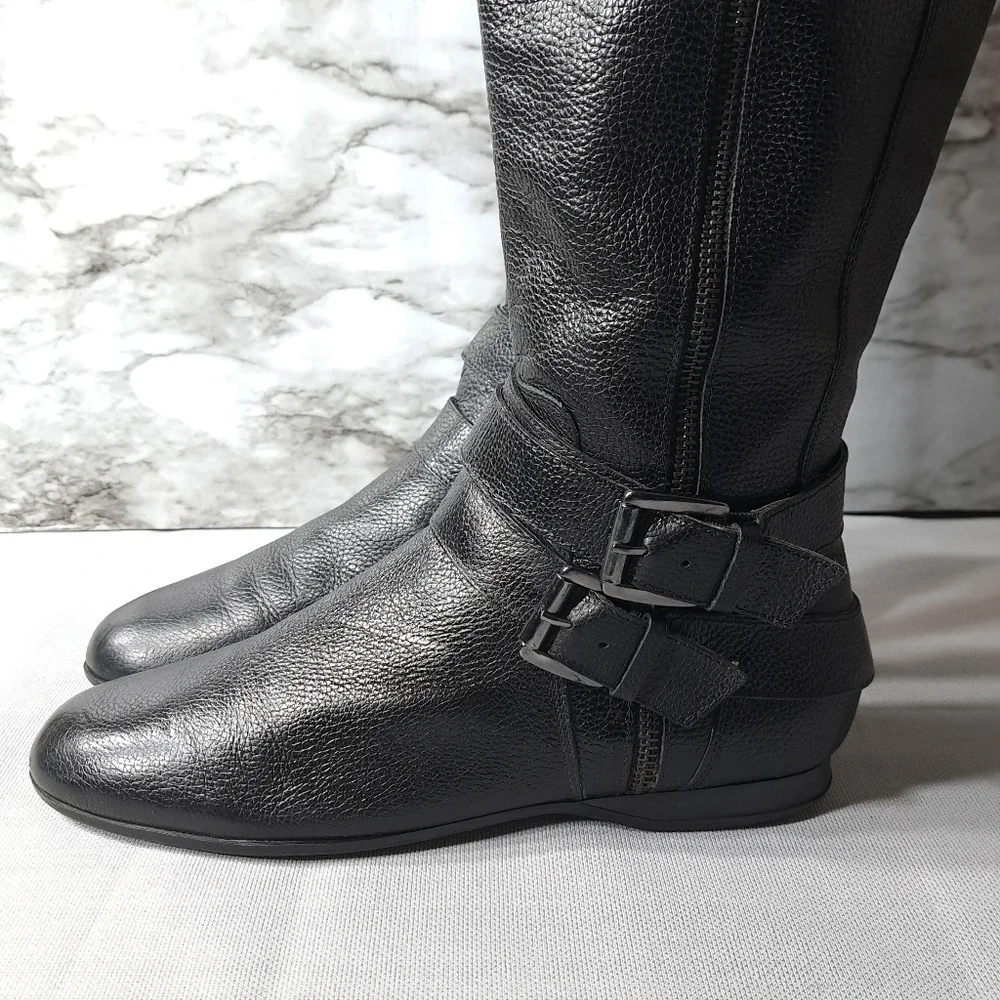 Enzo Angiolini Women's Tall‎ Boots Black Leather Eazenzi Size 9M Riding Boots